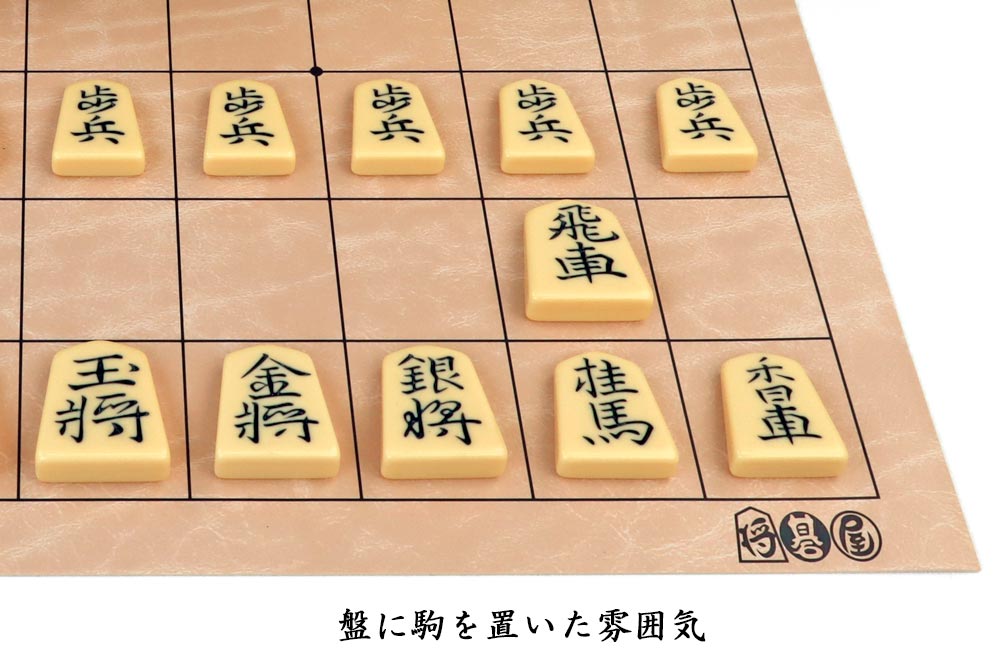 将棋セット 将碁屋マット将棋盤（花風柄）セット(プラ将棋駒王将・駒台