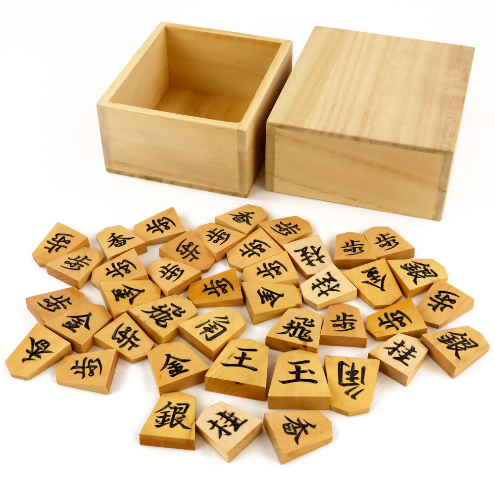 木製将棋駒 黄楊 一字彫駒 ※桂4枚は白椿材の駒になります【現品1点限定