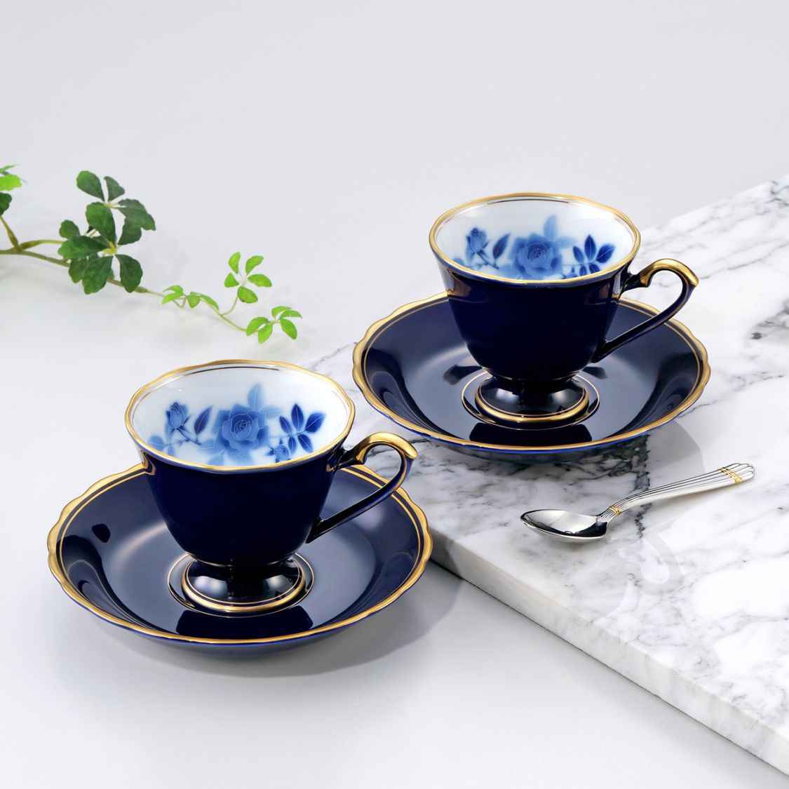 サムシングブルー ペアコーヒーカップ＆ソーサー