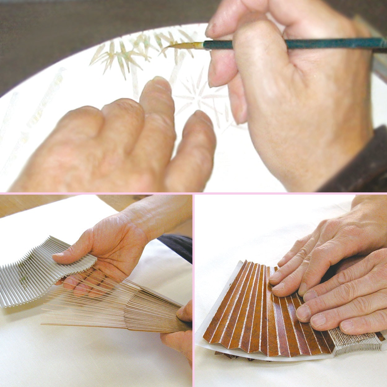 婦人用京扇子 漉き地木版両面絵と差し袋セット 桔梗