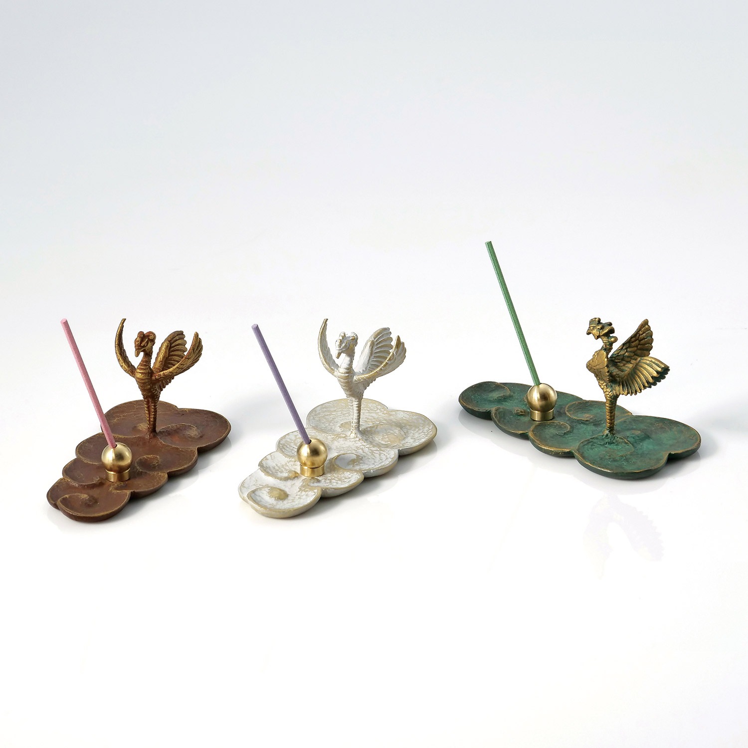 香皿 鳳凰 金茶 丸型香立付