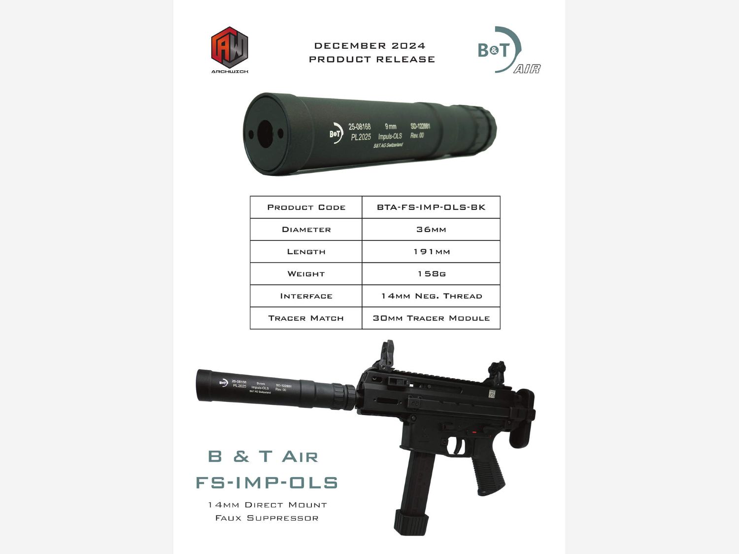 ARCHWICK B&T IMPULSE OLS ������󥵡� �֥�å� 14mm��