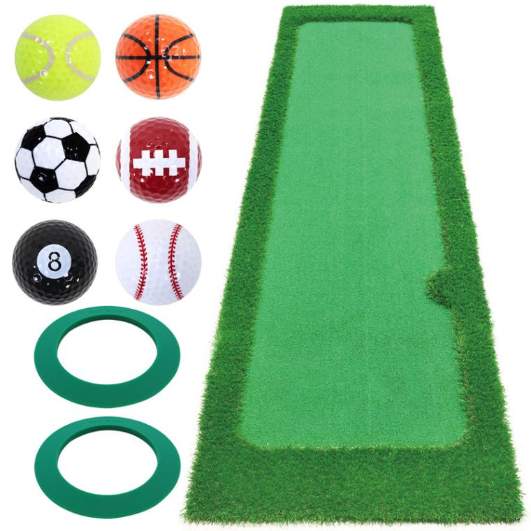 パターマット 3m ゴルフ パター 練習 マット ゴルフマット パッティング パター練習 ラフ 大型 厚手 室内 屋外 アプローチ 練習用 人工芝 SBR 300×75cm Gシリーズ ゴルフボール GS2セット