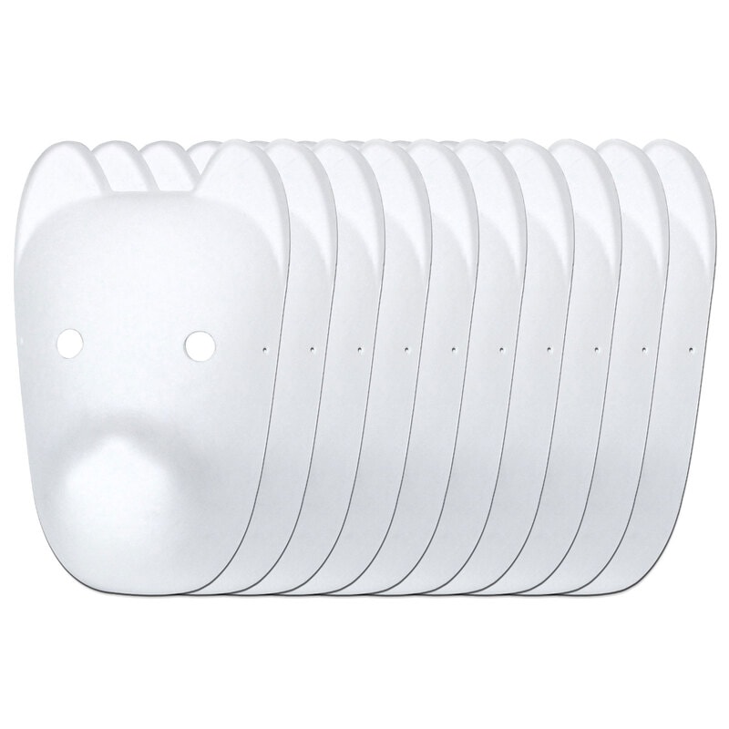 狐面 お面 狐 仮面 マスク コスプレ 無地 白 おめん ペイント 飾り お祭り 紙パルプ製 標準サイズ 10枚セット