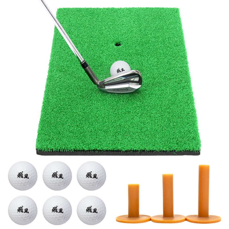 ゴルフマット ゴルフ 練習 マット 素振り スイング ドライバー アイアン パター 練習器具 室内 屋外 人工芝 SBR 30×60cm ゴルフティー ゴルフボール Cセット