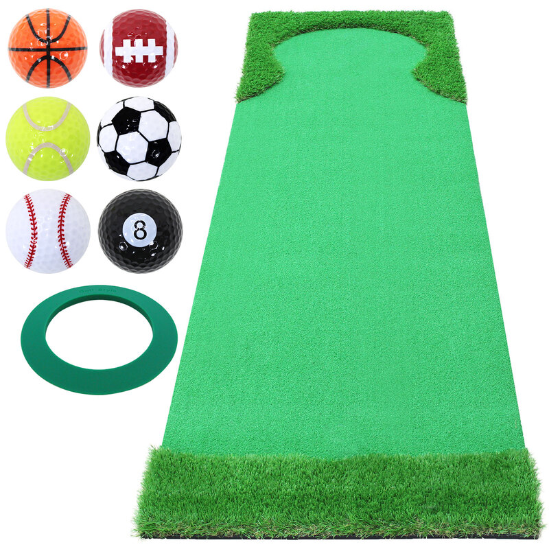 パターマット 3m ゴルフ パター 練習 マット ゴルフマット パッティング パター練習 ラフ 大型 厚手 室内 屋外 アプローチ 練習用 人工芝 SBR 本格派 300×75cm Ωシリーズ ゴルフボール パターカップ付き GSセット