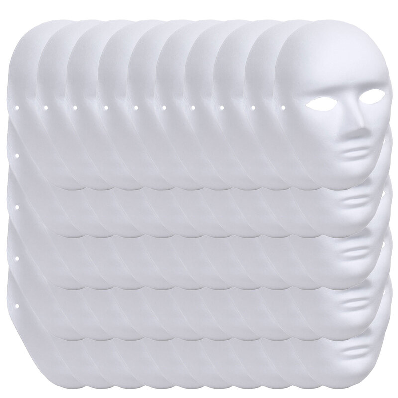 【訳あり】 お面 ホワイトマスク 無地 白 おめん 紙パルプ製 50枚セット