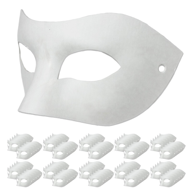 お面 ホワイトマスク アイマスク 仮面 無地 白 おめん ペイント 飾り パーティー 紙パルプ製 100枚セット
