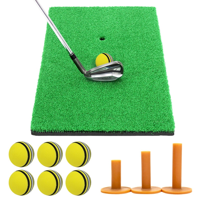 ゴルフマット ゴルフ 練習 マット 素振り スイング ドライバー アイアン パター 練習器具 室内 屋外 人工芝 SBR 30×60cm ゴルフティー ゴルフボール Eセット