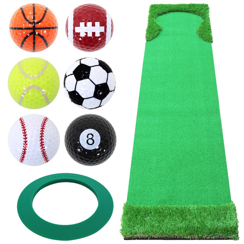 パターマット 3m ゴルフ パター 練習 マット ゴルフマット パッティング パター練習 ラフ 大型 厚手 室内 屋外 アプローチ 練習用 人工芝 SBR 本格派 300×50cm Ωシリーズ ゴルフボール パターカップ付き GSセット