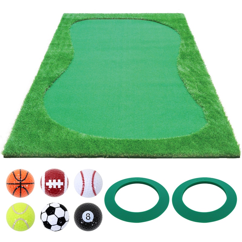 パターマット 3m ゴルフ パター 練習 マット ゴルフマット パッティング パター練習 ラフ 大型 厚手 室内 屋外 アプローチ 練習用 人工芝 SBR 特大 300×150cm Gシリーズ ゴルフボール GS2セット