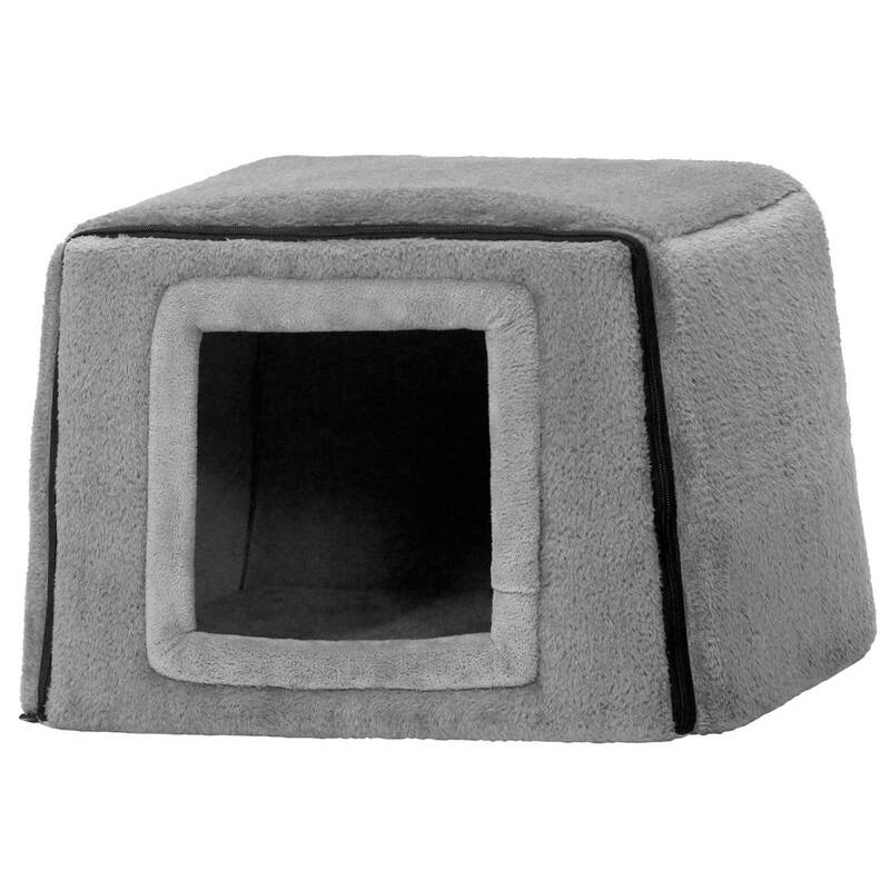 猫 ベッド ペットベッド 犬 冬 ハウス おしゃれ 洗える 折りたたみ ペット 暖かい ふわふわ もこもこ ボア マット 猫ハウス 犬ハウス 室内 キューブ型 2WAY キューブハウス Mサイズ