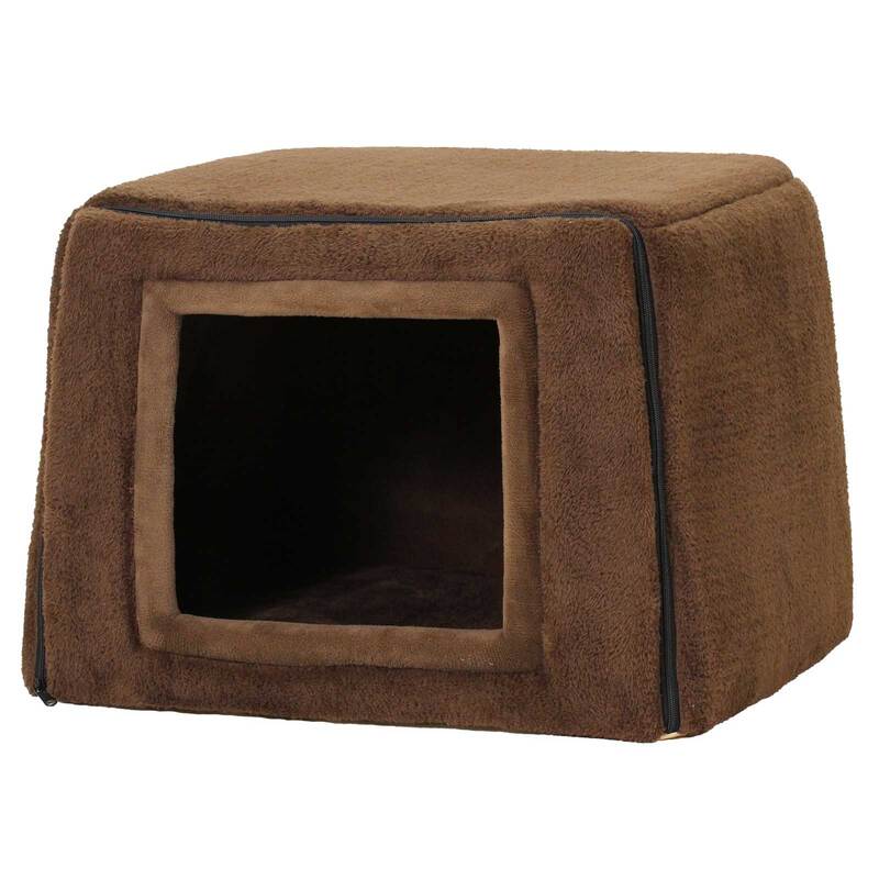 犬 ベッド ペットベッド 猫 冬 ハウス おしゃれ 洗える 折りたたみ ペット 暖かい ふわふわ もこもこ ボア マット 猫ハウス 犬ハウス 室内 キューブ型 2WAY キューブハウス Lサイズ