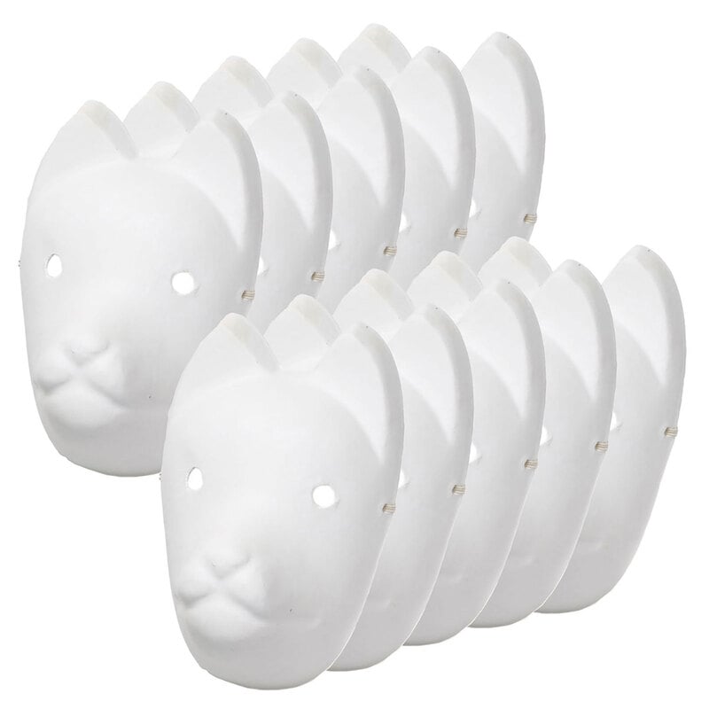 狐面 お面 狐 仮面 マスク コスプレ 無地 白 おめん ペイント 飾り お祭り 紙パルプ製 小サイズ 10枚セット