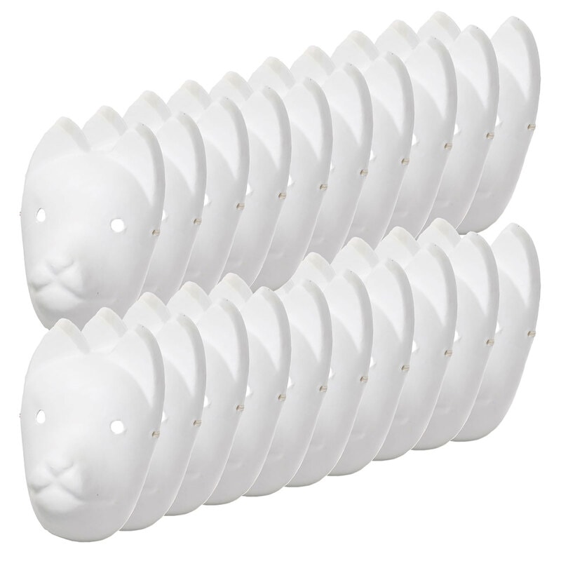 狐面 お面 狐 仮面 マスク コスプレ 無地 白 おめん ペイント 飾り お祭り 紙パルプ製 小サイズ 20枚セット