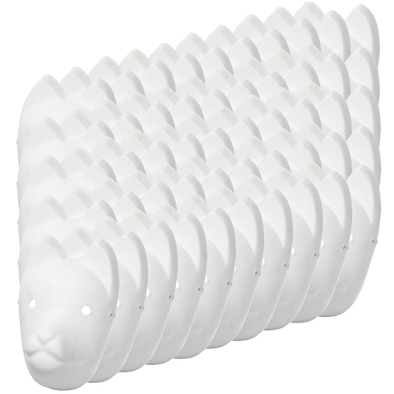 狐面 お面 狐 仮面 マスク コスプレ 無地 白 おめん ペイント 飾り お祭り 紙パルプ製 小サイズ 50枚セット