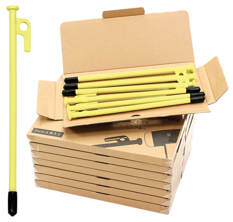 ペグ 25cm 強靭 スチールペグ キャンプ テント タープ 設営 レーザー溶接 伸線加工 防錆塗装 安全キャップ付き 96本セット