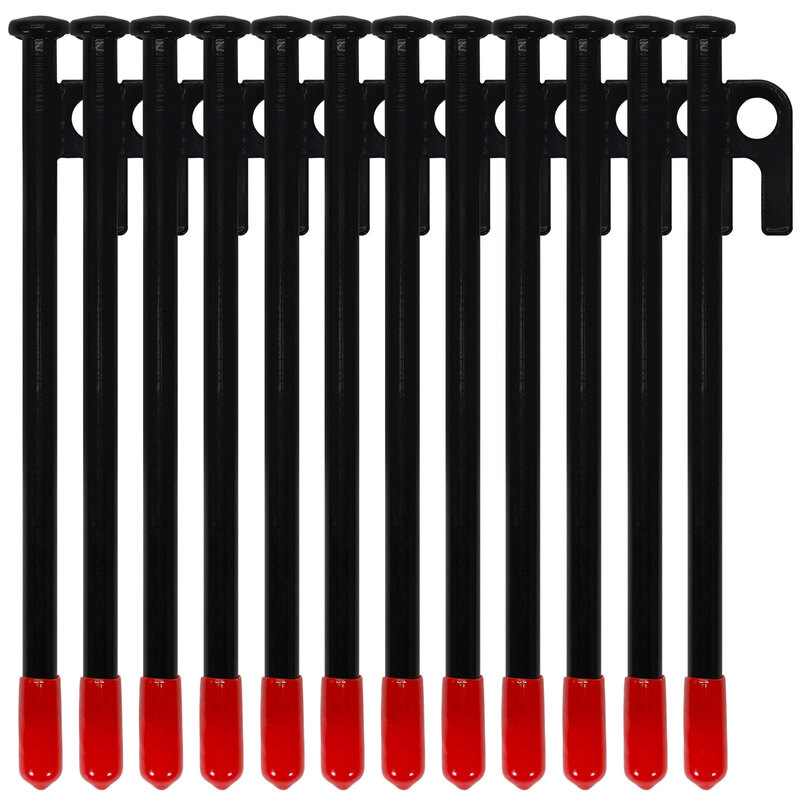 ペグ 20cm 強靭 スチールペグ キャンプ テント タープ 設営 レーザー溶接 伸線加工 防錆塗装 安全キャップ付き 12本セット