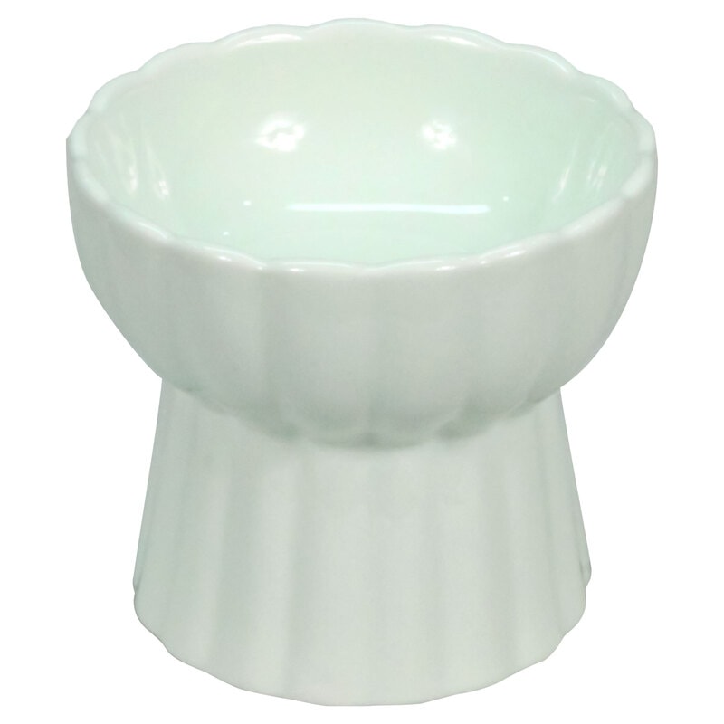 【訳あり】 えさ皿 フードボウル 陶器 フラワー型