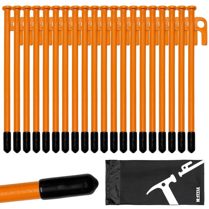 【訳あり】 ペグ 20cm 強靭 スチールペグ キャンプ テント タープ 設営 レーザー溶接 伸線加工 防錆塗装 安全キャップ付き 20本セット