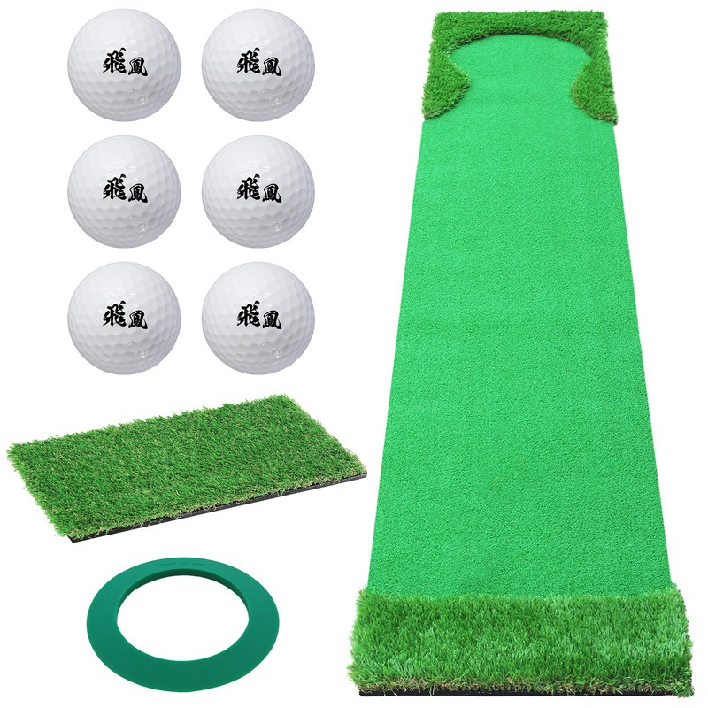 パターマット 3m ゴルフ パター 練習 マット ゴルフマット パッティング パター練習 ラフ 大型 厚手 室内 屋外 アプローチ 練習用 人工芝 SBR 本格派 300×50cm Ωシリーズ ゴルフボール ラフ芝マット付き SBRL30CSセット