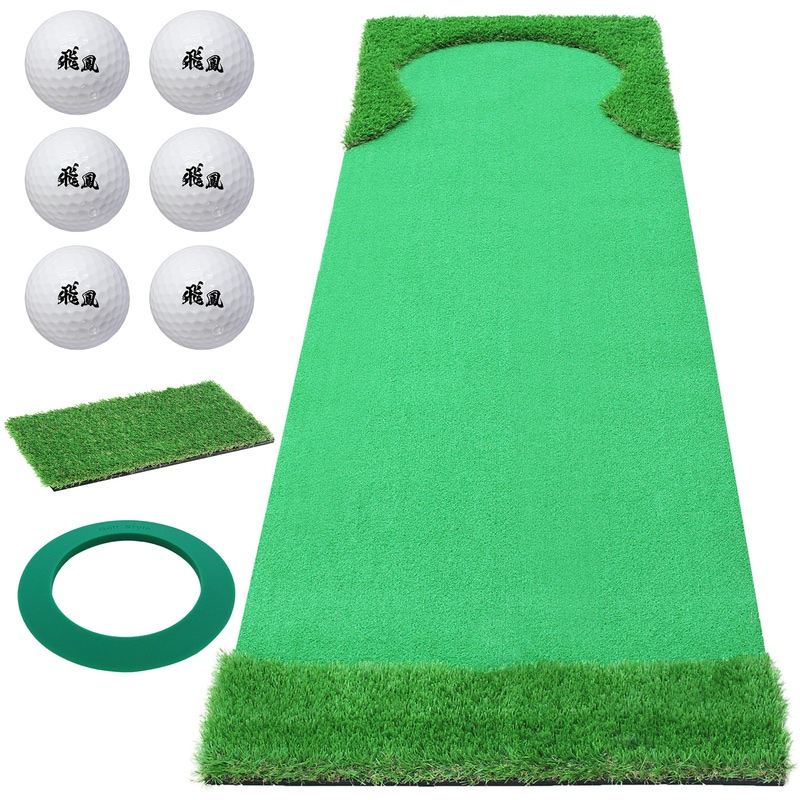 パターマット 3m ゴルフ パター 練習 マット ゴルフマット パッティング パター練習 ラフ 大型 厚手 室内 屋外 アプローチ 練習用 人工芝 SBR 本格派 300×75cm Ωシリーズ ゴルフボール ラフ芝マット付き SBRL30CSセット