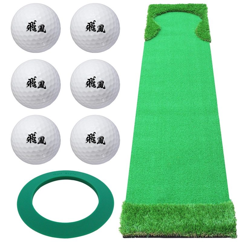 パターマット 3m ゴルフ パター 練習 マット ゴルフマット パッティング パター練習 ラフ 大型 厚手 室内 屋外 アプローチ 練習用 人工芝 SBR 本格派 300×50cm Ωシリーズ ゴルフボール パターカップ付き CSセット