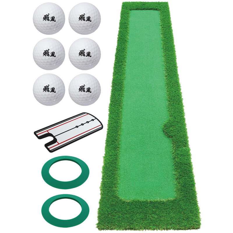 パターマット 3m ゴルフ パター 練習 マット ゴルフマット パッティング パター練習 ラフ 大型 厚手 室内 屋外 アプローチ 練習用 人工芝 SBR 300×50cm Gシリーズ ゴルフボール パッティングミラー CMS2セット