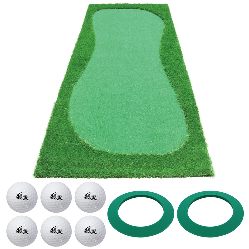 パターマット 3m ゴルフ パター 練習 マット ゴルフマット パッティング パター練習 ラフ 大型 厚手 室内 屋外 アプローチ 練習用 人工芝 SBR 特大 300×120cm Gシリーズ ゴルフボール CS2セット