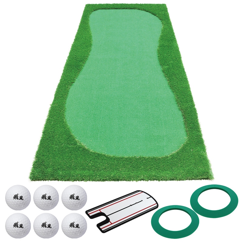 パターマット 3m ゴルフ パター 練習 マット ゴルフマット パッティング パター練習 ラフ 大型 厚手 室内 屋外 アプローチ 練習用 人工芝 SBR 特大 300×120cm Gシリーズ ゴルフボール パッティングミラー CMS2セット