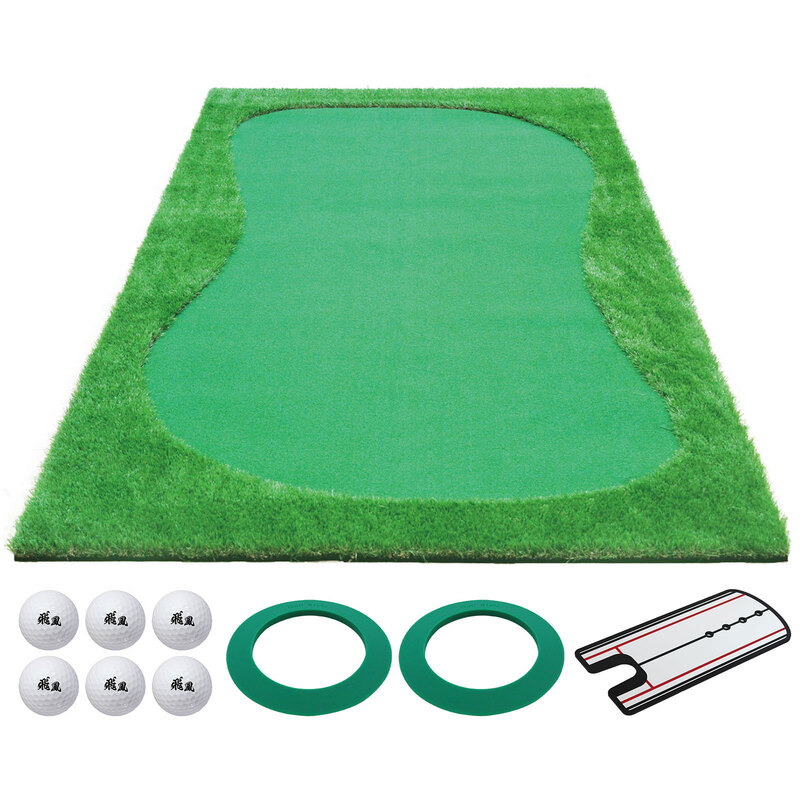 パターマット 3m ゴルフ パター 練習 マット ゴルフマット パッティング パター練習 ラフ 大型 厚手 室内 屋外 アプローチ 練習用 人工芝 SBR 特大 300×150cm Gシリーズ ゴルフボール パッティングミラー CMS2セット