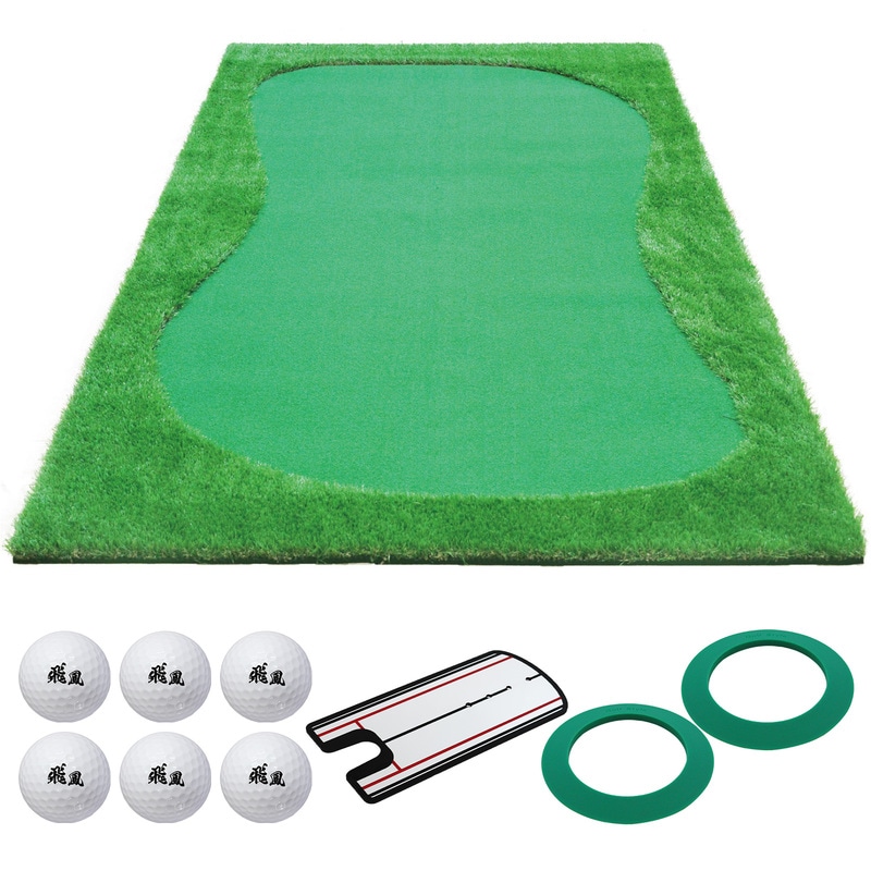パターマット 3m ゴルフ パター 練習 マット ゴルフマット パッティング パター練習 ラフ 大型 厚手 室内 屋外 アプローチ 練習用 人工芝 SBR 特大 300×150cm Gシリーズ ゴルフボール パッティングミラー CMS2セット