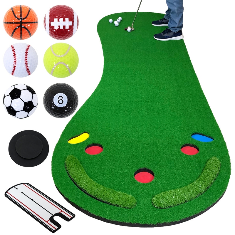 BIG パターマット 3M パター 練習 マット 大型 ゴルフマット パッティング 練習器具 屋内 屋外 ゴルフ 静音 反復練習 300×95cm PMGボールセット