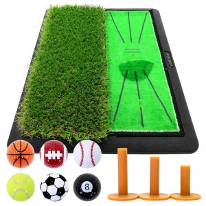 ダフりチェック ゴルフマット ターフ跡が確認できる 2WAY ターフ芝+ラフ芝 ゴルフ 練習 マット 素振り アイアン スイング 跡がつく ショットマット 練習用 ゴムマット 34×44cm ゴルフテ