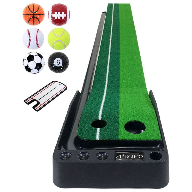 パターマット 返球機能付き 3M パター 練習 マット 父の日 ゴルフマット パッティング 練習マット 屋内 静音 反復練習 300×30cm ゴルフボール パッティングミラー付き PMGセット