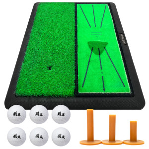 ダフりチェック ゴルフマット ターフ跡が確認できる 2WAY ターフ芝+単芝 ゴルフ 練習 マット 素振り アイアン スイング 跡がつく ショットマット 練習用 ゴムマット 34×44cm Cセット|