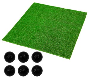 ゴルフマット 20mm ラフ芝 ゴルフ 練習 マット 100×100cm アイアン ショット アプローチ 練習用 Rough Turf 人工芝 室内 屋外 ラフ 芝生 ゴルフボール Pボールセット|シ