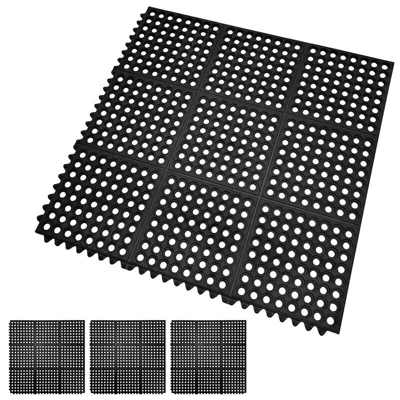 滑り止めマット 屋外 90×90cm 連結可能 すべり止め ラバーマット ゴム マット 介護 施設 玄関マット 歩行 雪道 ゴルフ場 病院 学校 店舗 通路 廊下 ベランダ プール スロープ 階段 4枚セット