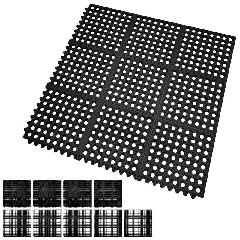滑り止めマット 屋外 90×90cm 連結可能 すべり止め ラバーマット ゴム マット 介護 施設 玄関マット 歩行 雪道 ゴルフ場 病院 学校 店舗 通路 廊下 ベランダ プール スロープ 階段 10枚セット
