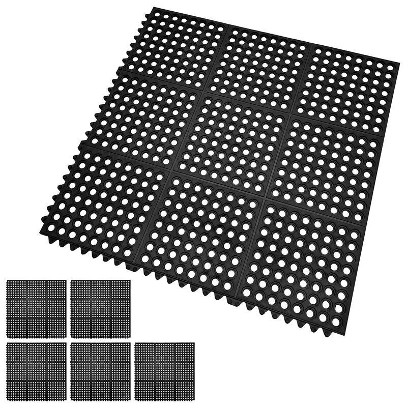 滑り止めマット 屋外 90×90cm 連結可能 すべり止め ラバーマット ゴム マット 介護 施設 玄関マット 歩行 雪道 ゴルフ場 病院 学校 店舗 通路 廊下 ベランダ プール スロープ 階段 6枚セット