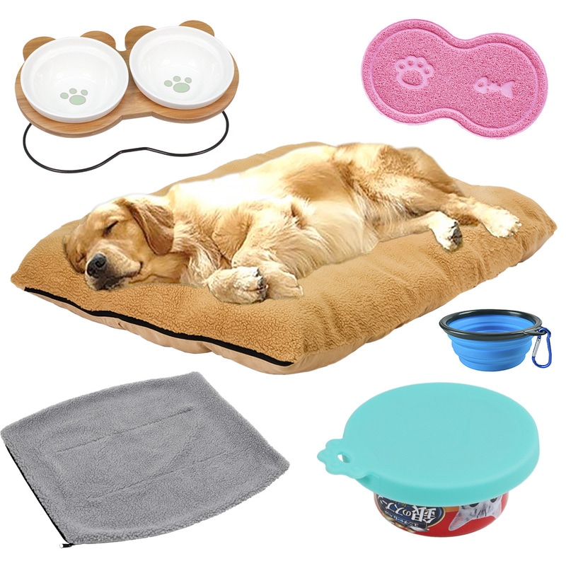 【 2025年 犬 福袋 】 ギフト プレゼント ペット 犬 猫 お楽しみ袋 おしゃれ 秋冬 春夏 ラージマット えさ皿 ランチョンマット ∞型 エサ蓋 シリコンボウル 送料無料 Mサイズ 数量限定 6点セット