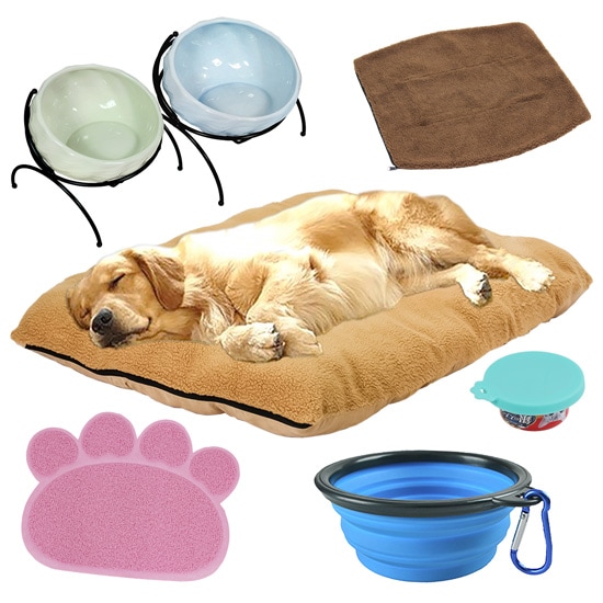 【 2025年 犬 福袋 】 ギフト プレゼント ペット 犬 猫 お楽しみ袋 おしゃれ 秋冬 春夏 ラージマット ひんやりシーツ えさ皿 ランチョンマット 肉球 エサ蓋 シリコンボウル 送料無料 Lサイズ 数量限定 7点セット