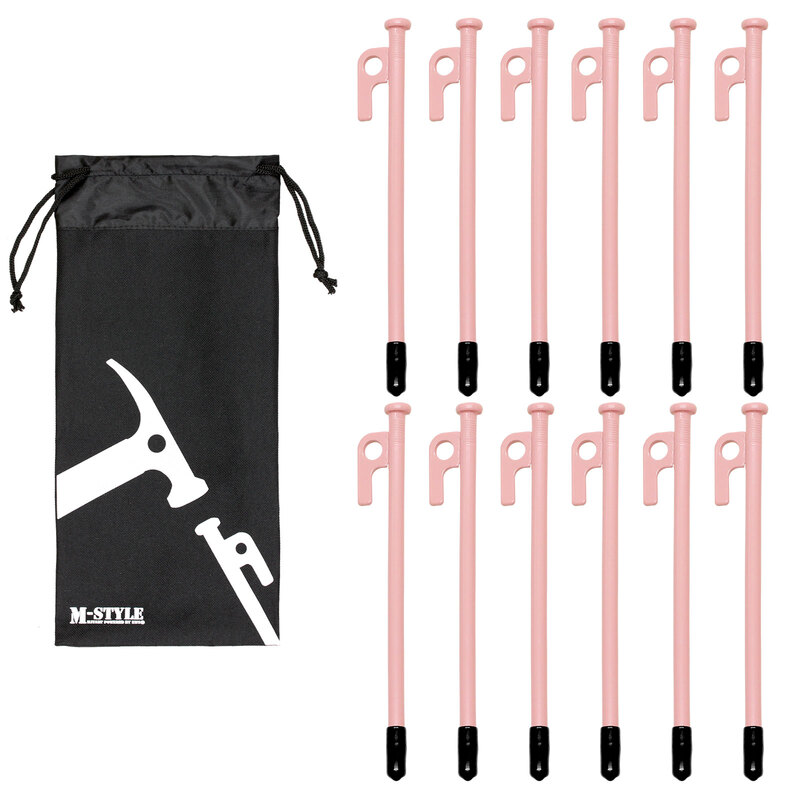 ペグ 20cm 24本 収納袋 セット 《選べるペグカラー6色》 強靭 キャンプ テント タープ 設営 アウトドア スチール