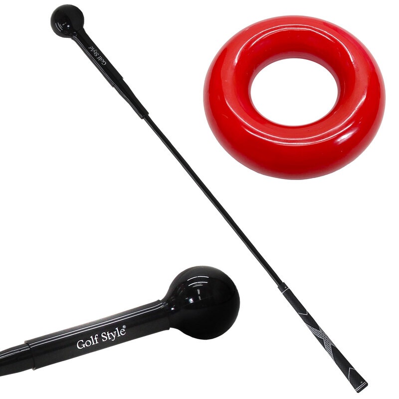 ゴルフ練習器具 スイングトレーナー ウエイトアップ セット 重り 140g ウエイトリング ゴルフ トレーニング器具 スイング練習 室内 屋外 素振り 矯正 飛距離 グリップ 100cmサイズ