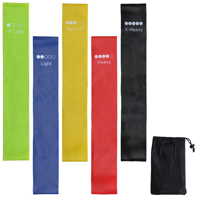 トレーニングチューブ ゴムチューブ ゴムバンド ヨガバンド 筋トレ ピラティス 体幹 ストレッチ エクササイズ トレーニング 負荷 バンド 5本セット 袋付き