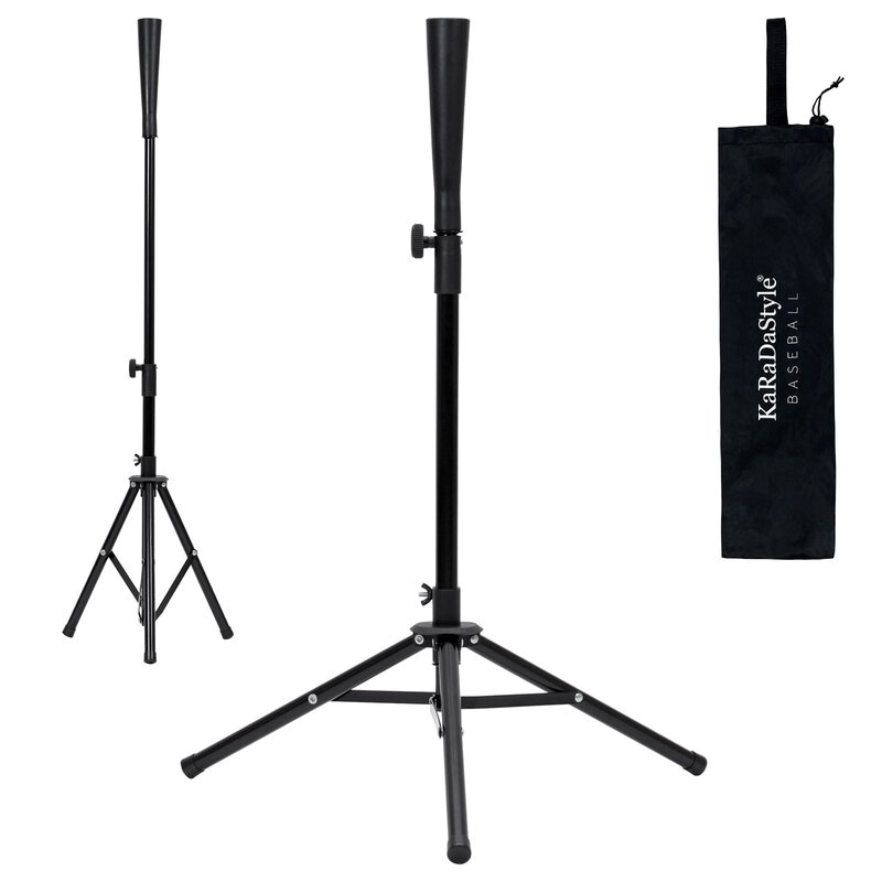 バッティングティー 71～112cm 三脚型 折りたたみ 無段階式 バッティング 練習 打撃 野球 軟式 硬式 少年野球 ソフトボール 素振り ゴム製 高さ調整 持ち運び 収納袋付き