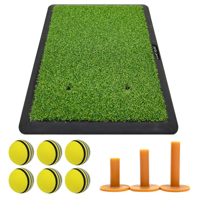 ゴルフマット 本格的 双芝 ゴルフ 練習 マット 素振り アイアン スイング 練習用 ショットマット 人工芝 ゴムマット 34×44cm Eセット