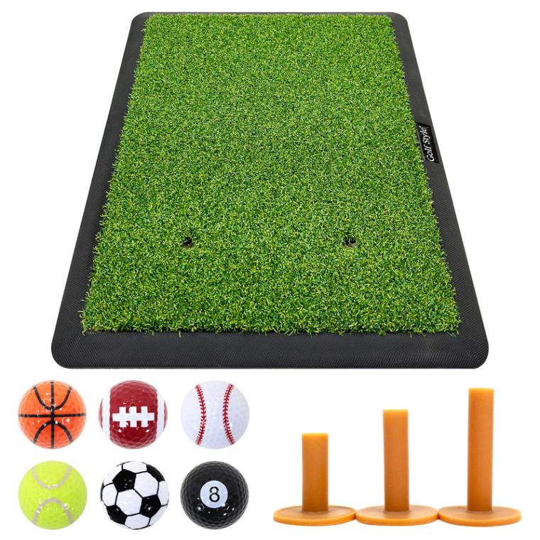 ゴルフマット 本格的 双芝 ゴルフ 練習 マット 素振り アイアン スイング 練習用 ショットマット 人工芝 ゴムマット 34×44cm Gセット