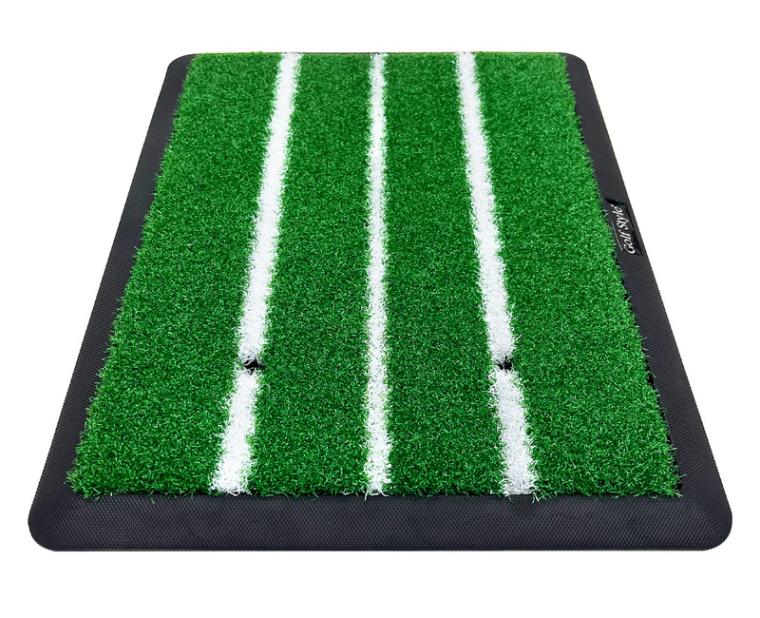 ゴルフマット 白線 ゴルフ 練習 マット ゴム土台 素振り 軌道確認 ドライバー アイアン スイング 練習用 ショットマット 人工芝 ゴムマット 34×44cm 単品