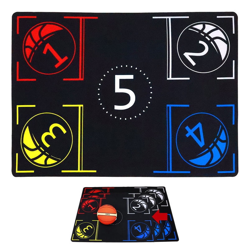 バスケ マット 練習 ドリブル 室内 滑り止め 防音 トレーニング フットワーク ステップ 厚手 3mm バスケットボール 収納袋付き (Sサイズ/94×67cm)